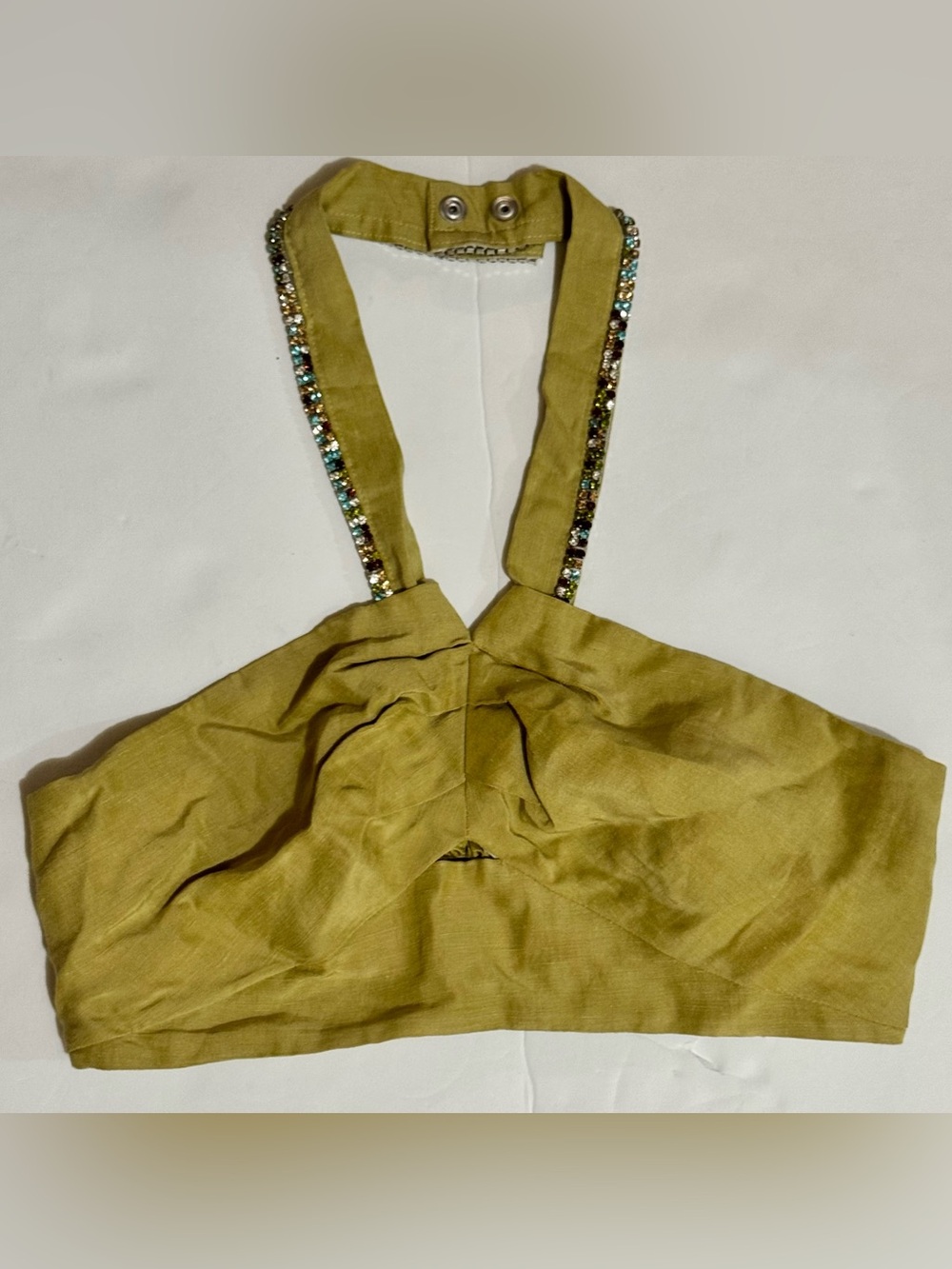 Sandro Avedis crop beaded cotton halter top